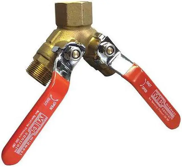 Main image of ZORO SELECT G-MTAD-7510 1" x 3/4" FNPT x MNPT x MNPT Brass Ball Valve 3-Way