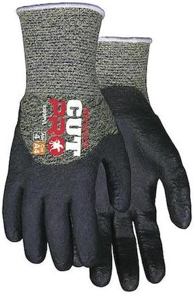 Alt view image 2 of 2 - Mcr Safety Cut-Resistant Gloves Black/Green 13 Gauge  9389PVXXL