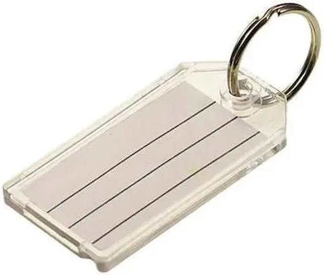 Main image of LUCKY LINE 2041020 Key Tag, Clear, Plastic, Split Ring, 20 PK