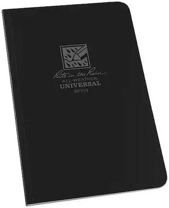 Alt view image 2 of 2 - Rite in the Rain Weatherproof Soft Cover Notebook, Black Cover, Universal Pattern (No. 774), 7.25 x 4.625 x 0.375