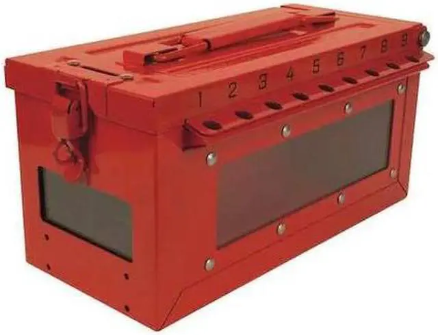 Alt view image 2 of 7 - Master Lock Group Lockout Box Red   S601