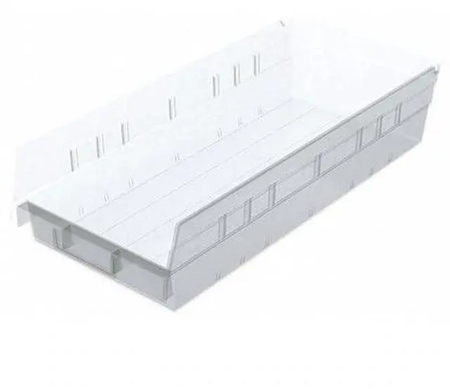 Main image of AKRO-MILS 30158SCLAR Shelf Storage Bin, Plastic, Clear, 4 in H, 8 1/8 in W, 17