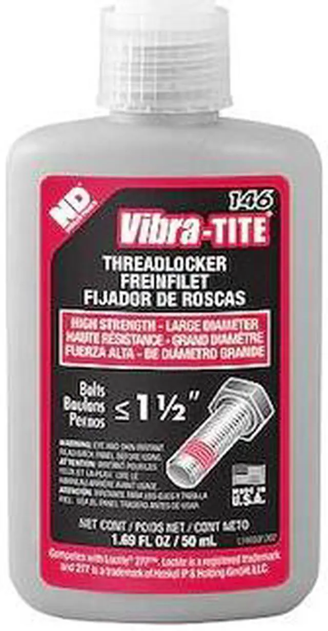 Alt view image 2 of 2 - Vibra-tite 146 Series High-Strength Threadlocker, Red Liquid, 50mL Bottle 14650