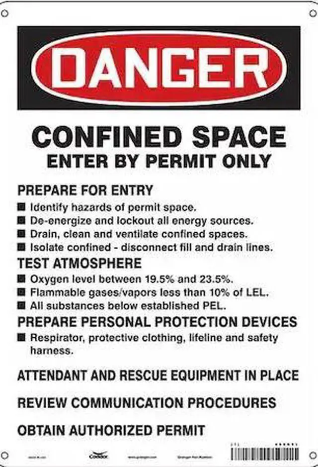 Main image of CONDOR 465K51 Safety Sign, 14 in Height, 10 in Width, Aluminum, Vertical