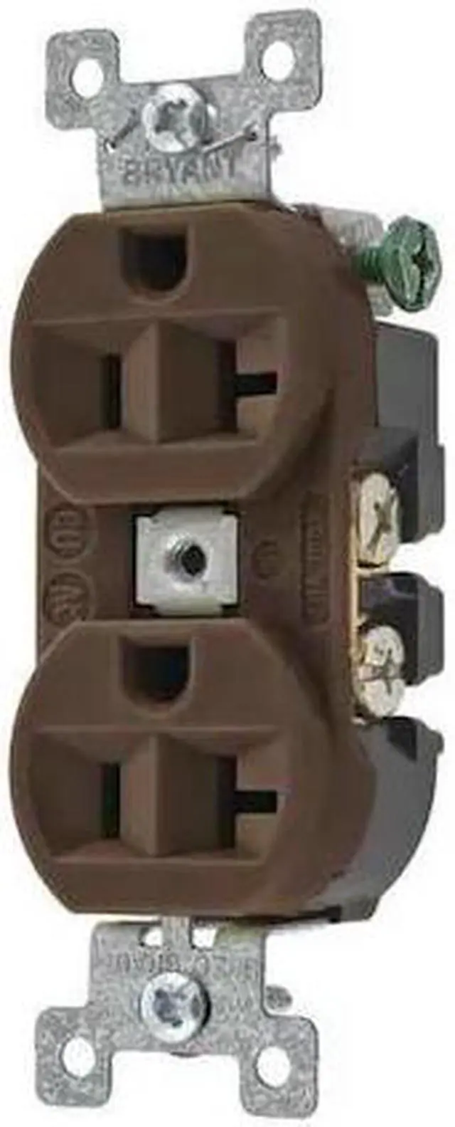 Alt view image 2 of 2 - BRYANT 5362BN Straight Blade Receptacle, 5-20R, 20 A, 125V AC, 2 Pole, 3 Wire,