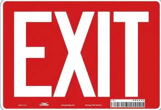 Main image of CONDOR 486X32 Exit Sign, Aluminum, 10" W, 7" H, Exit, Red