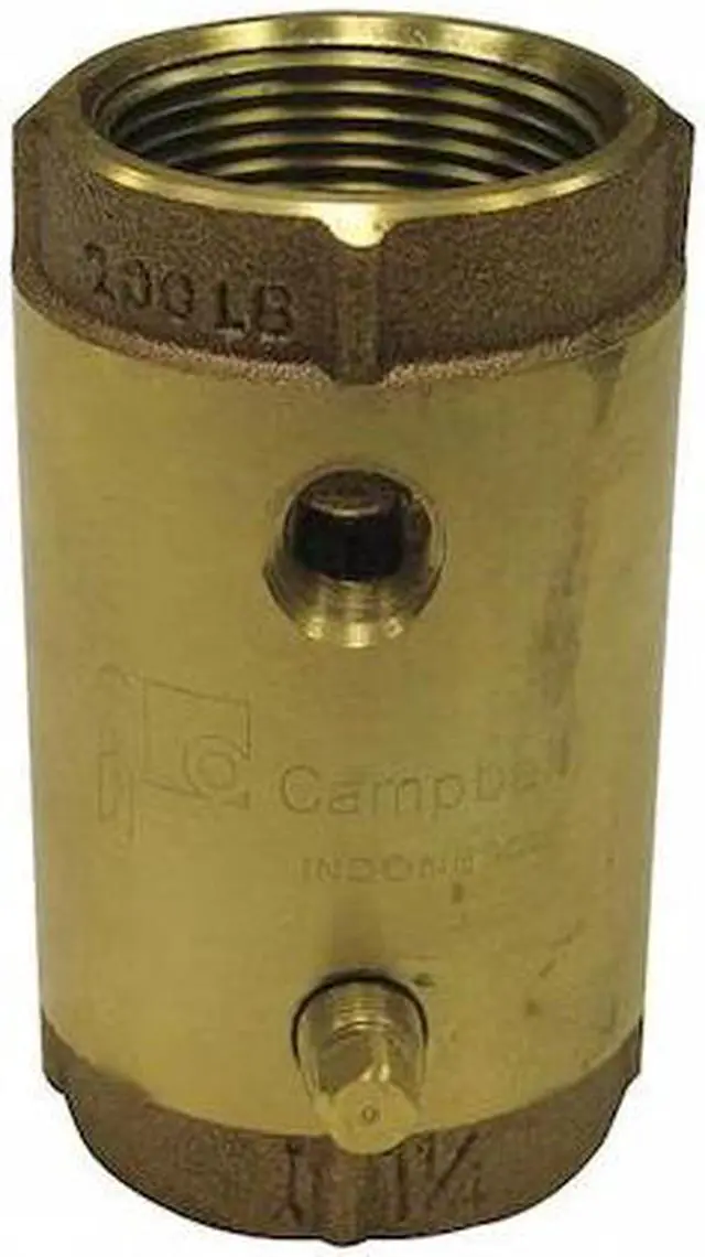 Main image of CAMPBELL CVB-4TLF 1" FNPT Low Lead Brass Spring Check Valve w/Taps