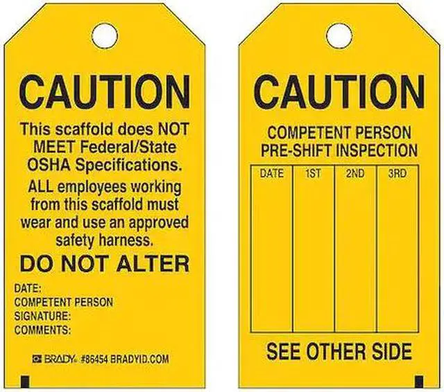 Main image of BRADY 86574 Caut Tag,5-3/4 x 3 In,Bk/Yel,Met,PK10