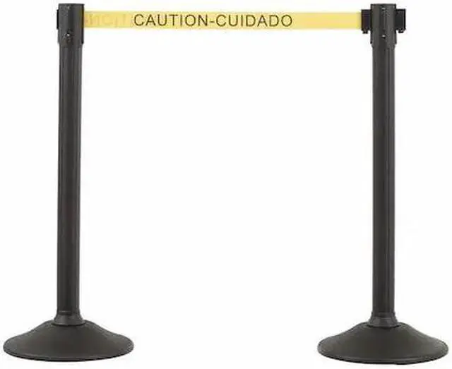 Alt view image 2 of 7 - Black post and 6.5' English/Spanish - Caution/Cuidada Belt -  2 pack
