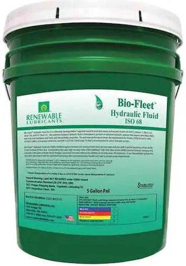 Alt view image 2 of 2 - Renewable Lubricants Biodegradable Hydraulic Oil,5 Gal,ISO 68  80844