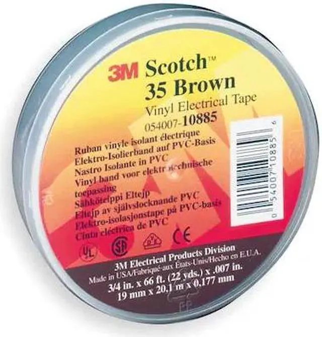 Alt view image 2 of 8 - Electrical Tape, 3/4 x 66 ft, 7 mil, Brown 35 3/4X66 BROWN