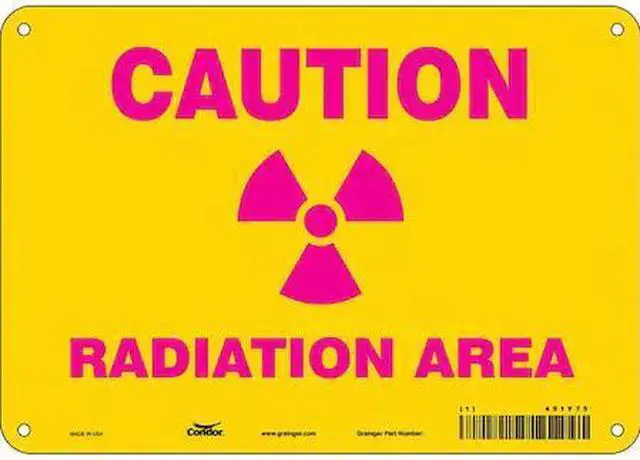 Main image of CONDOR 451Y75 Radiation Safety Sign, 7 in H, 10 in W, Aluminum, Vertical