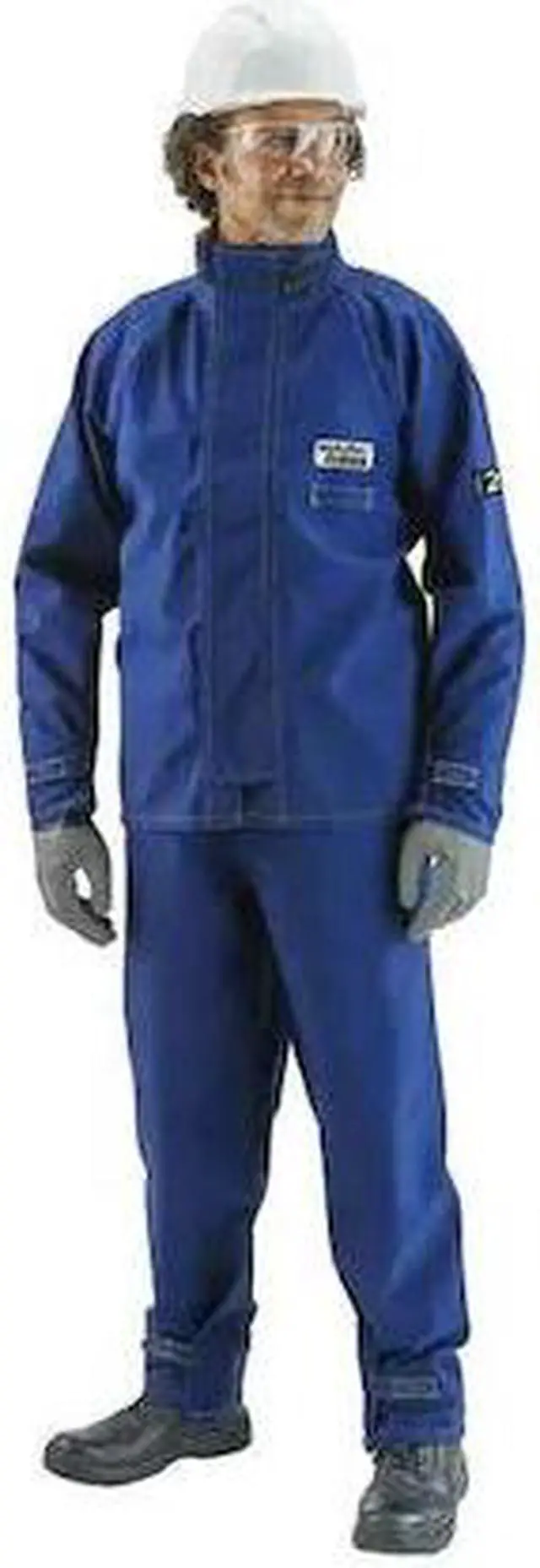 Main image of ANSELL 66-670 Lab Jacket, Nomex(R), Hook-and-Loop, Zipper, Blue, L