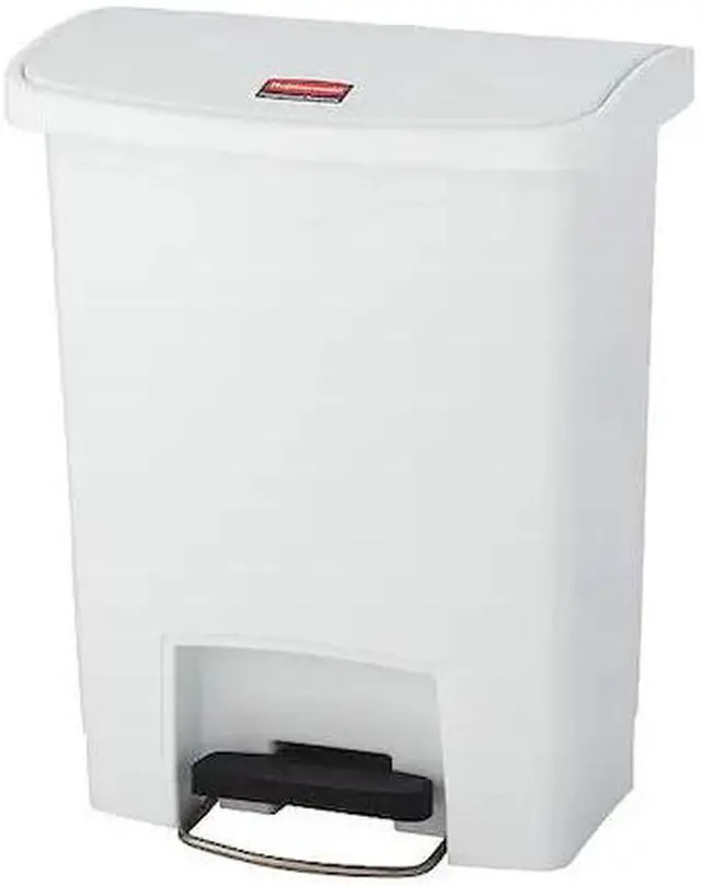 Alt view image 2 of 3 - Rubbermaid - FG1883555 - Slim Jim Resin Step-On Container, Front Step Style, 8 gal, White