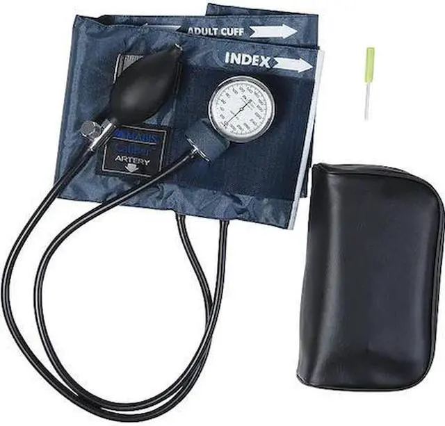 Alt view image 6 of 7 - Mabis 01-133-016 Caliber Adjustable Aneroid Sphygmomanometer - Blue Nylon Cuff - Large Adult