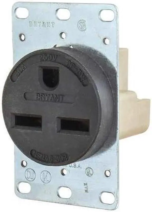 Alt view image 2 of 2 - BRYANT 9630FR Straight Blade Receptacle, 6-30R, 30 A, 250V AC, 2 Pole, 3 Wire,