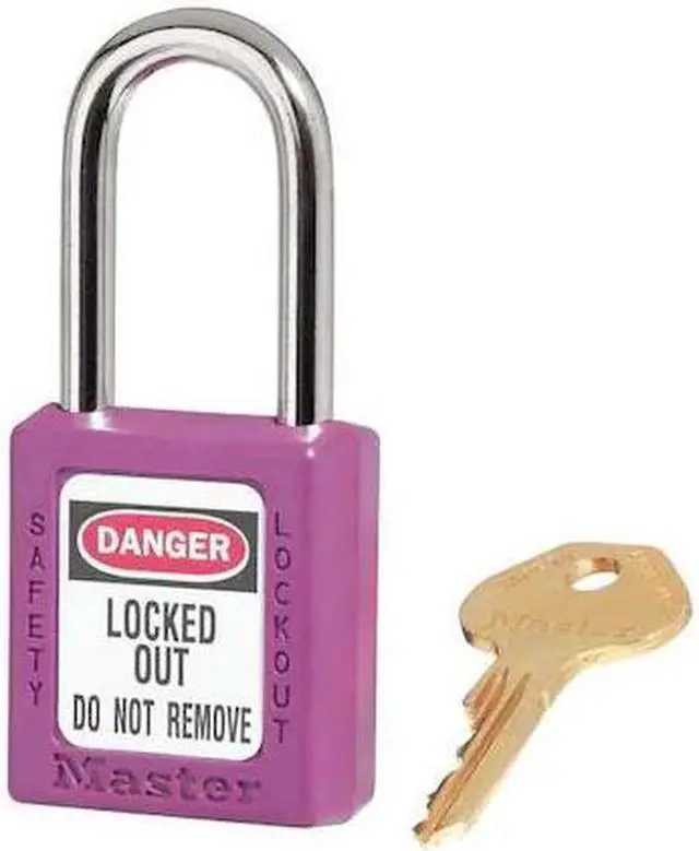 Alt view image 3 of 3 - MASTER LOCK 410KAPRP Lockout Padlock, Keyed Alike, Thermoplastic, Purple, 1 1/2