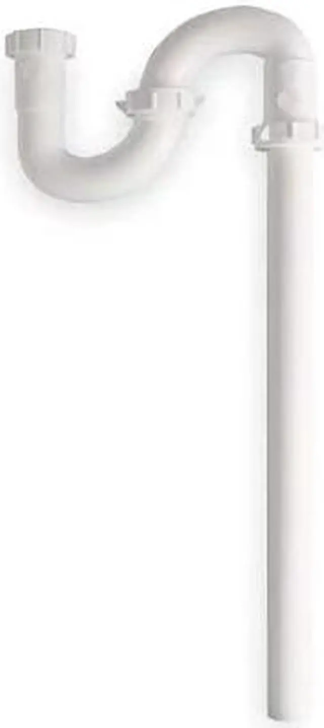 Main image of ZORO SELECT 1PNX9 1-1/2 Dia, Polypropylene, White/Plastic, Lavatory, S-Trap