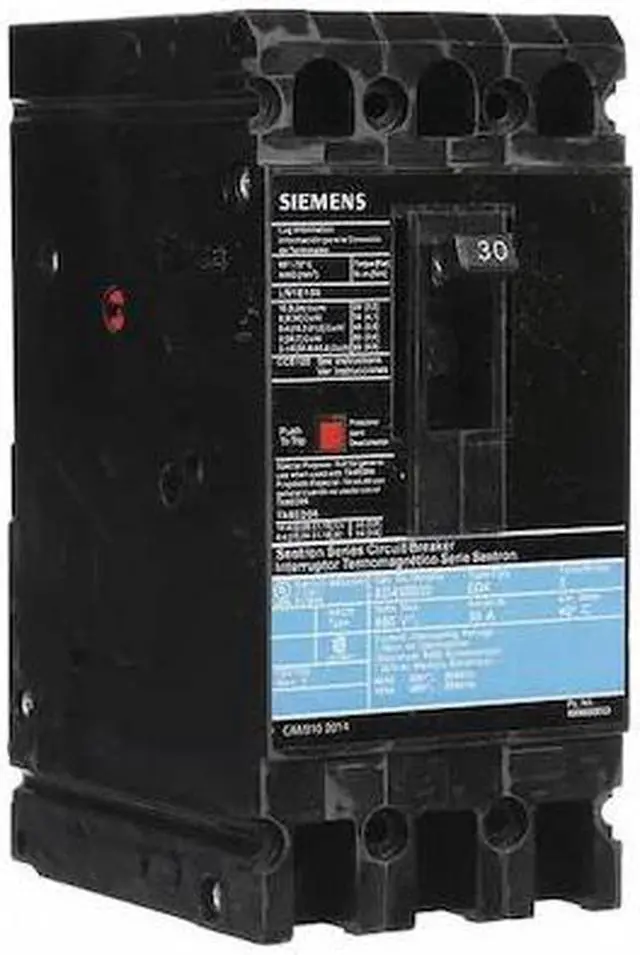 Alt view image 2 of 3 - SIEMENS ED43B030 Molded Case Circuit Breaker, ED4 Series, 30A, 3 Pole, 480V AC,