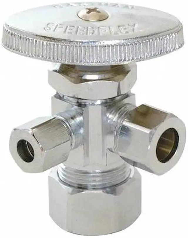 Main image of ZORO SELECT 04351LF Supply Stop,3-Way,5/8" Inlet,1/4" Outlet