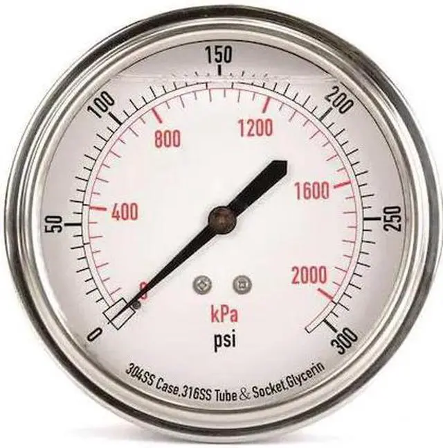 Main image of ZORO SELECT 4CFV5 Pressure Gauge,Liquid Filled,3-1/2 In