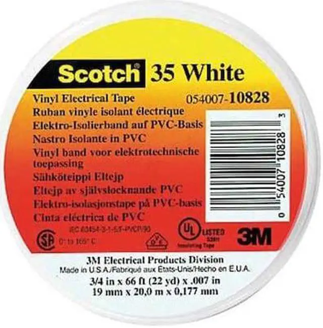 Alt view image 2 of 2 - 3M 10232 Electrical Tape, 7 mil, 1/2"x20 ft, White, PK100