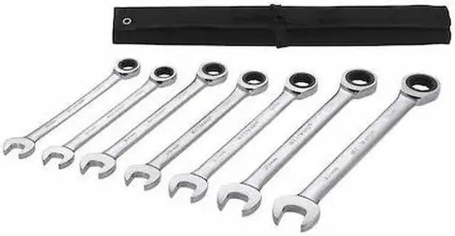 Main image of WESTWARD 54DG25 Ratcheting Wrench Set,Metric,7 pcs.