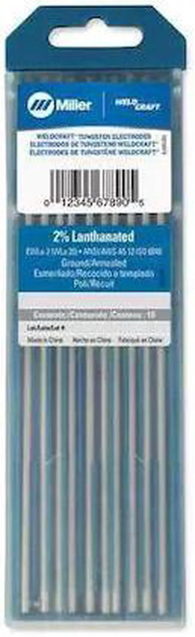 Main image of MILLER ELECTRIC WL2018X7 Tungsten Electrode 1/8" Dia., AWS A5.12 / ISO6848, PK10