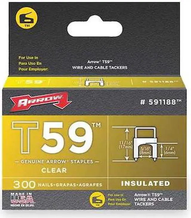 Alt view image 2 of 3 - ARROW 591188 1/4" x 5/16" T59 Clear Insulated Staples, 300 pk.
