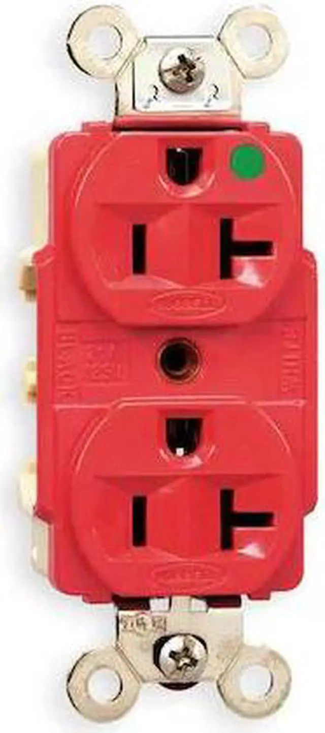 Alt view image 2 of 6 - HUBBELL WIRING DEVICE-KELLEMS HBL8200RED Straight Blade Receptacle, 5-15R, 15