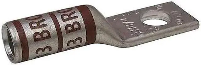 Main image of ZORO SELECT 24C315 One-Hole Compression Lug, 2 AWG Max, #10 Stud, Long Barrel,