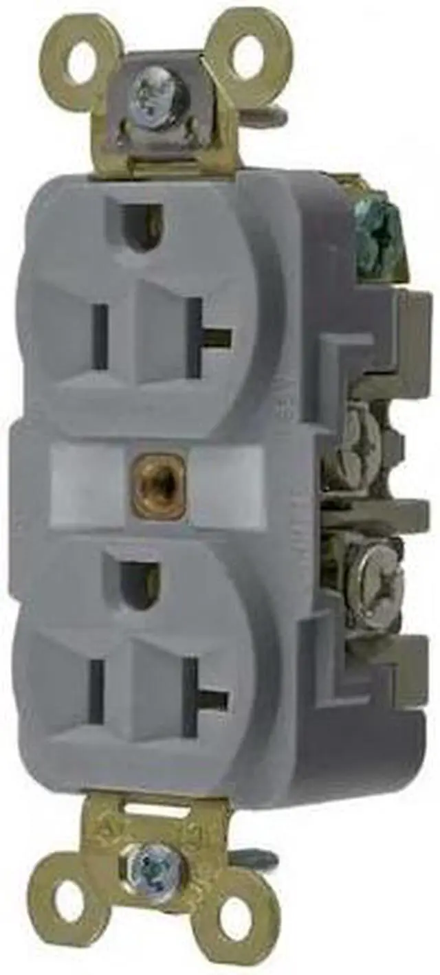 Alt view image 3 of 3 - HUBBELL WIRING DEVICE-KELLEMS HBL5362GY Straight Blade Receptacle, 5-20R, 20 A,