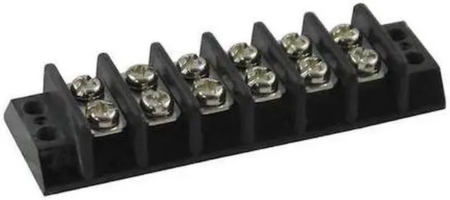 Main image of ZORO SELECT 6ZEF6 Terminal Strip, 6 Pole, 2 Row, 15 A, 300 V AC, 14 AWG, Screw