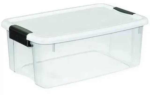 Main image of STERILITE 19849806 Clear/White Storage Tote 18 1/8 in x 12 1/4 in x 7 in H, 1 PK