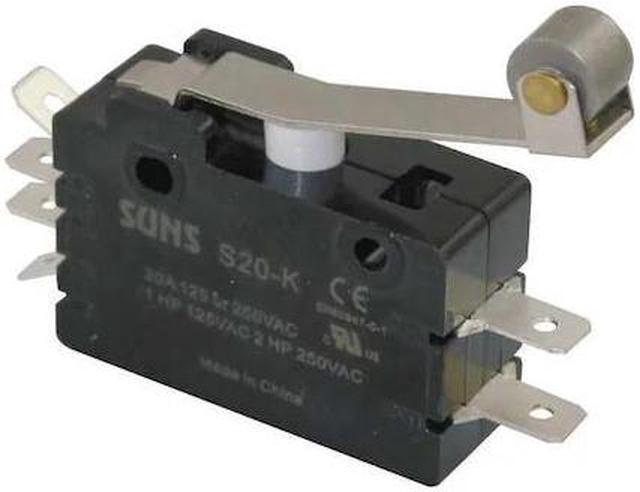Main image of ZORO SELECT 5JEH8 Snap Action Switch, Hinge Roller, Lever Actuator, DPDT, 20 A