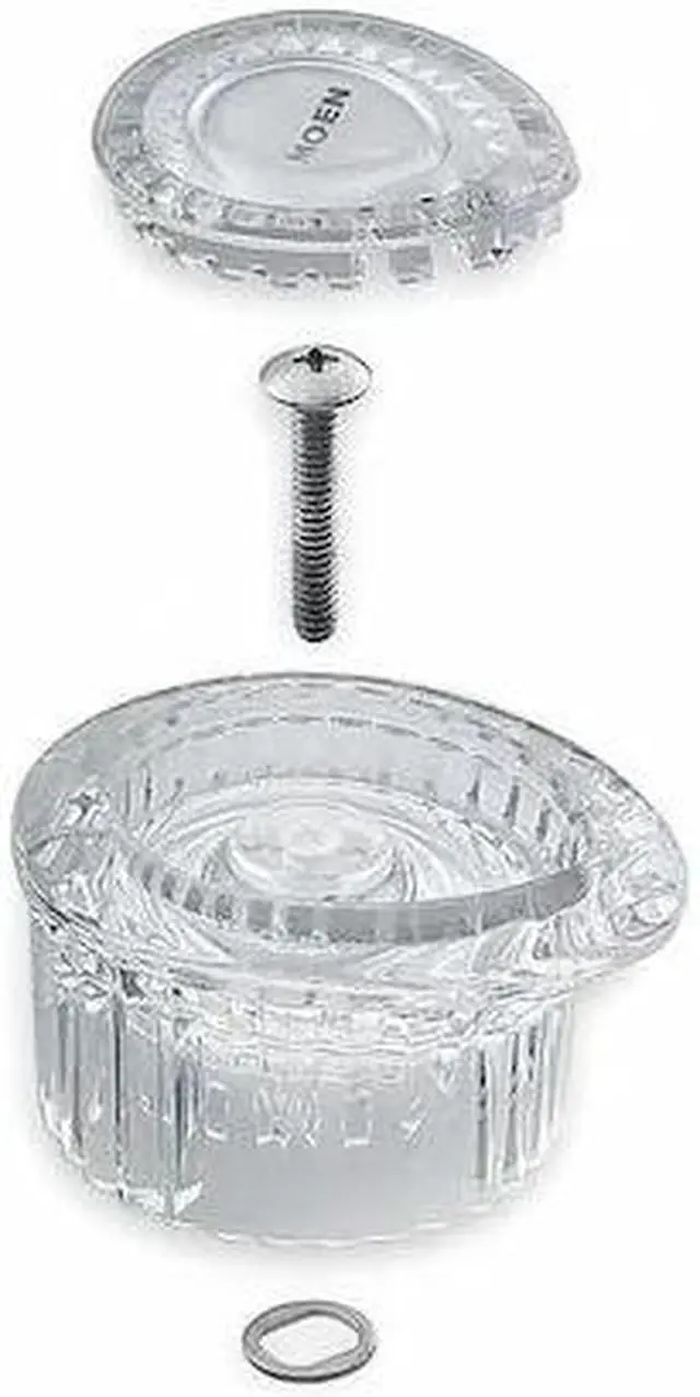 Alt view image 2 of 3 - White/Chrome Inset Clear Faucet Handle Moen Inc 100710 026508059524