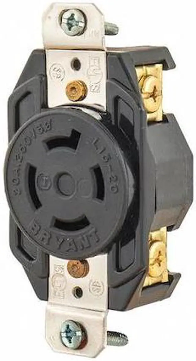 Alt view image 2 of 2 - Black Locking Receptacle, 20 Amps, 250VAC Voltage, NEMA Configuration: L15-20R