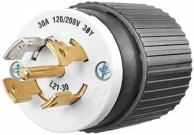 Alt view image 2 of 2 - 30A Locking Plug 4P 5W 120/208VAC L21-30P BK/WT BRYANT 72130NP