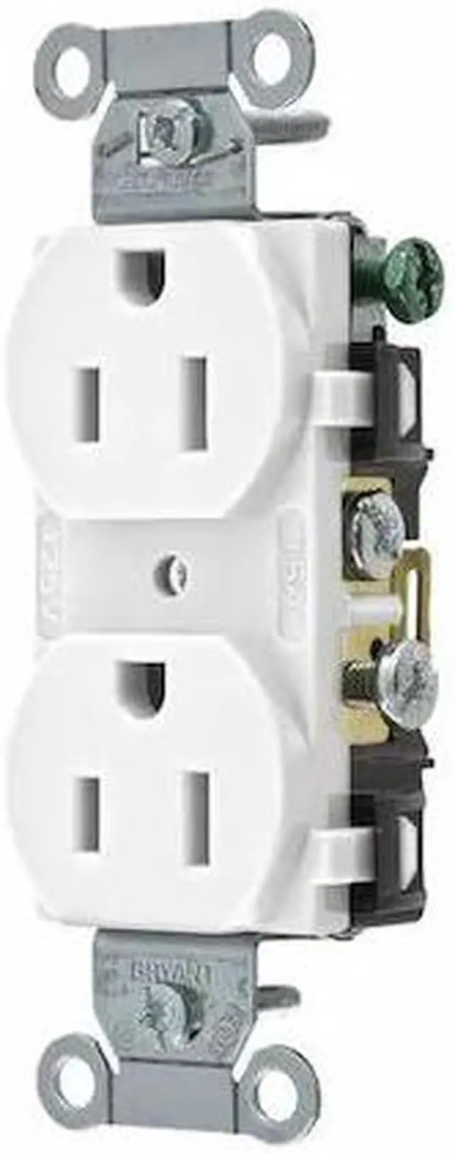 Alt view image 2 of 2 - BRYANT CRS15W Straight Blade Receptacle, 5-15R, 15 A, 125V AC, 2 Pole, 3 Wire,