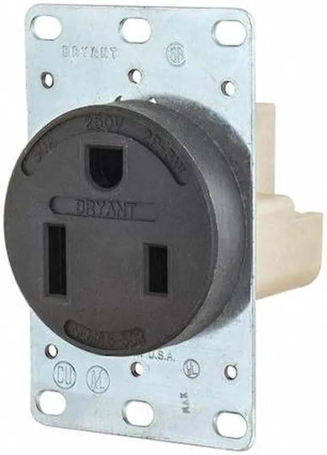 Alt view image 2 of 2 - BRYANT 9650FR Straight Blade Receptacle, 6-50R, 50 A, 250V AC, 2 Pole, 3 Wire,