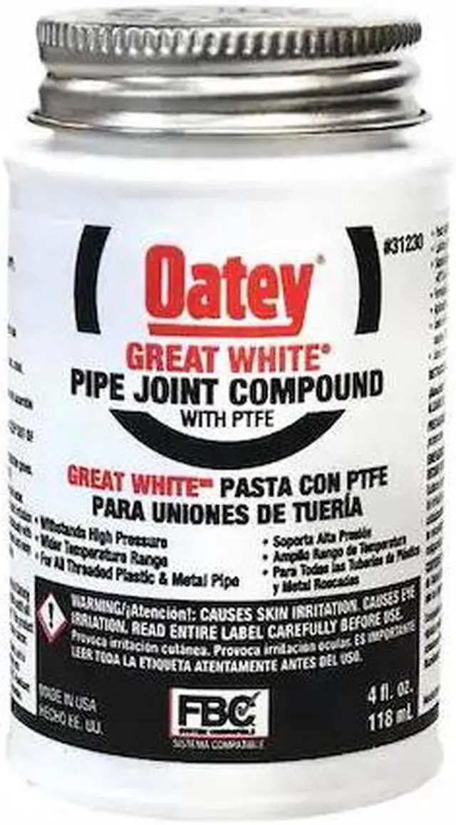 Main image of OATEY 31230 Pipe Thread Sealant 4 fl oz, Brush-Top Can, Great White Pipe Joint