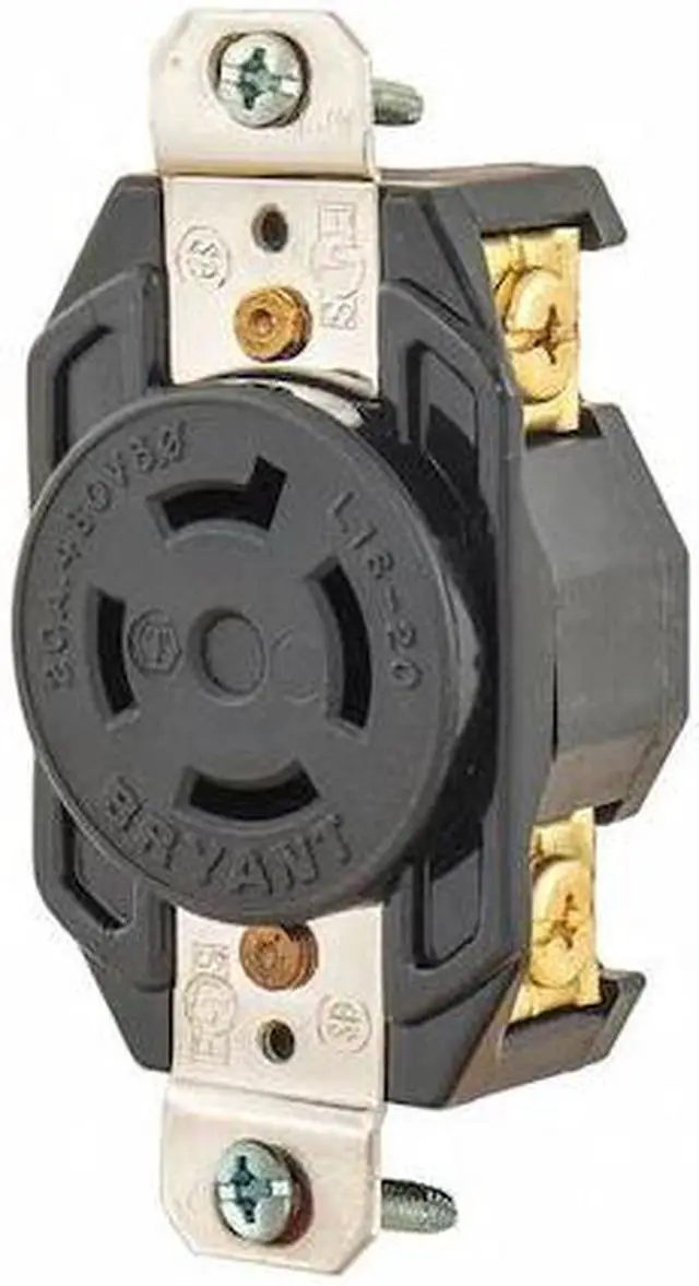 Alt view image 2 of 2 - Black Locking Receptacle, 20 Amps, 480VAC Voltage, NEMA Configuration: L16-20R