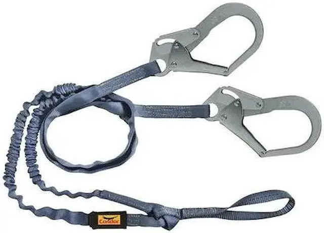 Main image of CONDOR 45J288 Shock Absorbing Lanyard, 6 ft. Length, Web Loop, Polyester, 2