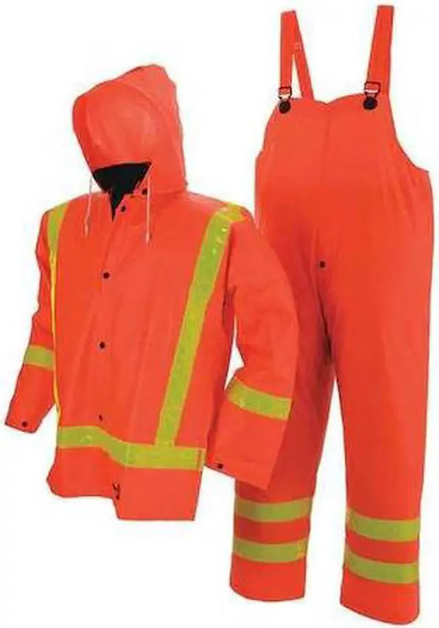 Alt view image 2 of 4 - VIKING 2110FR-M Flame Resistant 3 Piece Rain Suit, Polyester, PVC, 0.35 mm