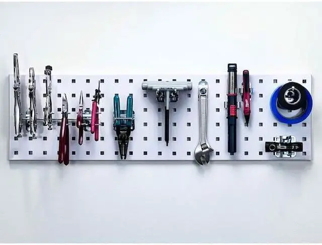 Alt view image 4 of 7 - Triton Products LBS31T-WHT Tool Storage Kit with 1 31.5 x 9 in. 18 Gauge Steel Square Hole Pegboard & 8 Piece Loc Hook Assortment, White