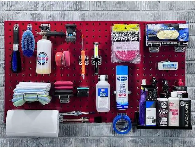 Alt view image 5 of 8 - Triton Products LB2-RKit 2 24 x 42.5 x 0.562 in. Epoxy 18 Gauge Steel Square Hole Pegboards with 63 Piece Loc Hook Assortment, Red