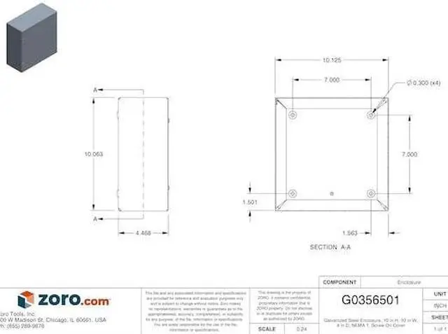 Alt view image 3 of 4 - WIEGMANN SC101004GNK Captive Screws Electrical Enclosures, 10 in H, 4 in D, 10