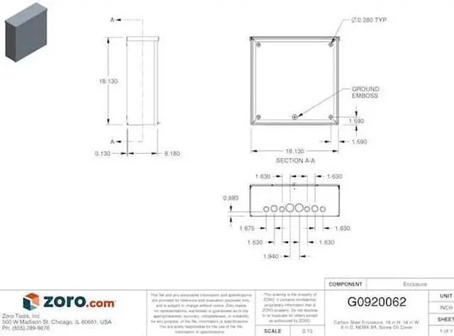 Alt view image 3 of 3 - Wiegmann Enclosure Gray ANSI 61 Polyester Powder  Includes Screws RSC181806