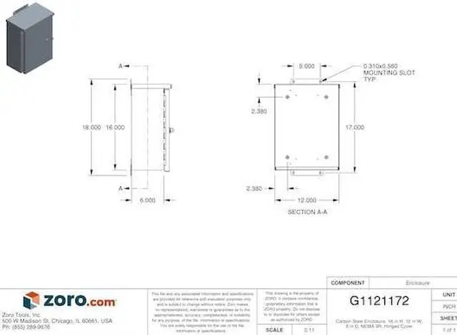 Alt view image 5 of 5 - Wiegmann Enclosure Gray ANSI 61 Polyester Powder   RHC161206