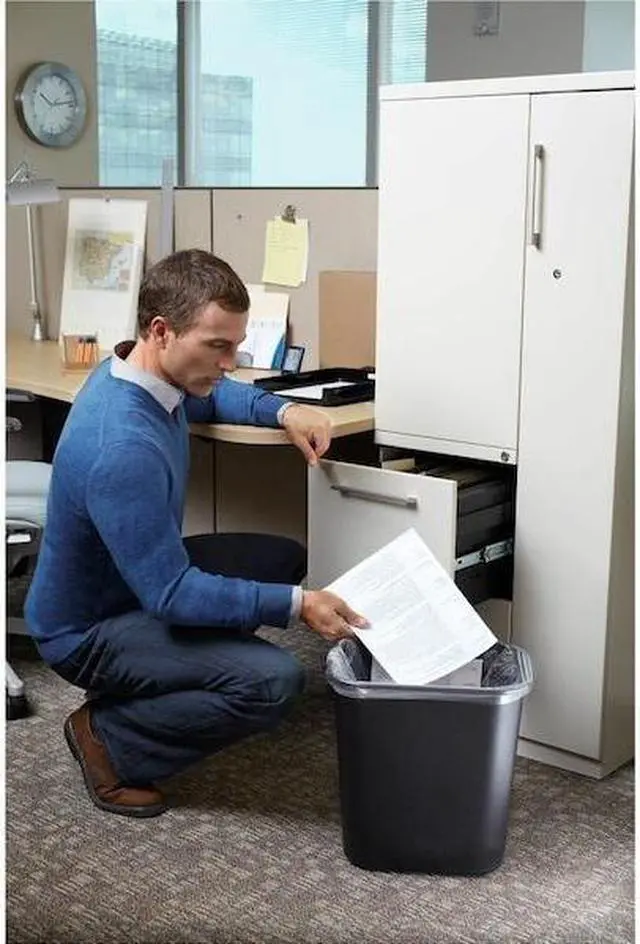 Alt view image 5 of 9 - RUBBERMAID FG295600BLA 7 gal. LLDPE Rectangular Wastebasket, Black